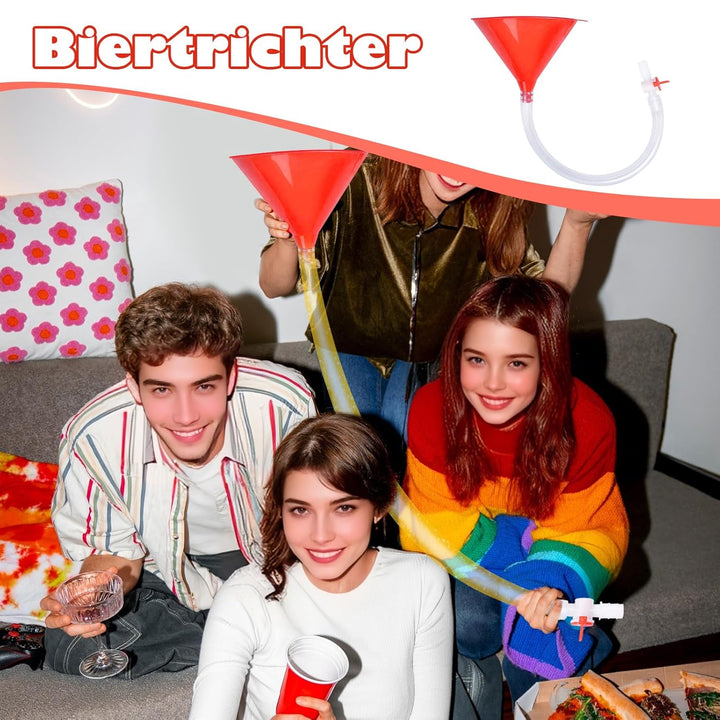 Milageto Party Biertrichter mit Ventil, Trinktrichter mit Schlauch &amp; Hahn für Partyspiel, Biercrash