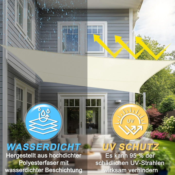Sunnylaxx 2x2x2m Sonnensegel Dreieckig,420D Oxfordgewebe Wasserdicht Sonnenschutz Sunsegel UV-Schutz