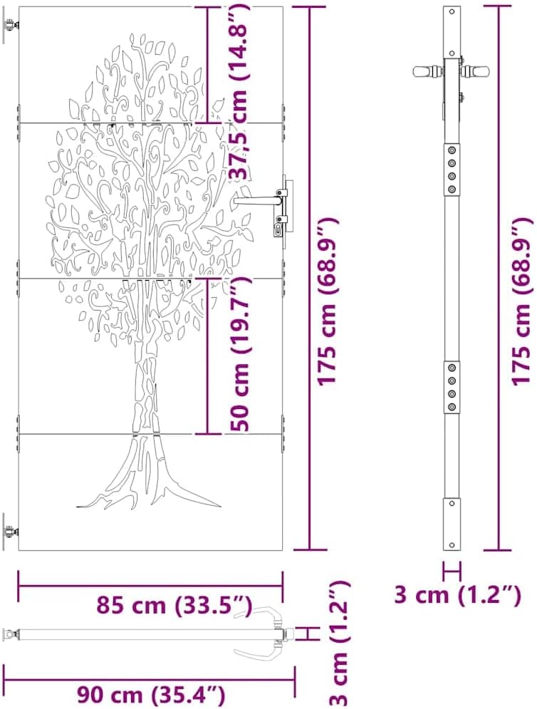 vidaXL Gartentor, Gartentür mit Bambus-Design, Abschliessbar Hoftor Eingangstor für Garten Terrasse,