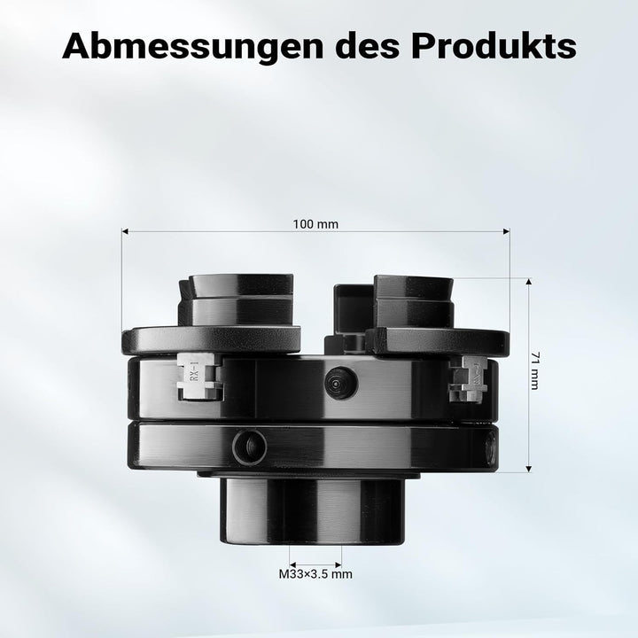 Wiltec Ersatz Spannfutter für Drechselbank, Drechselfutter passend für M33 x 3,5-Gewinde, Backenfutt