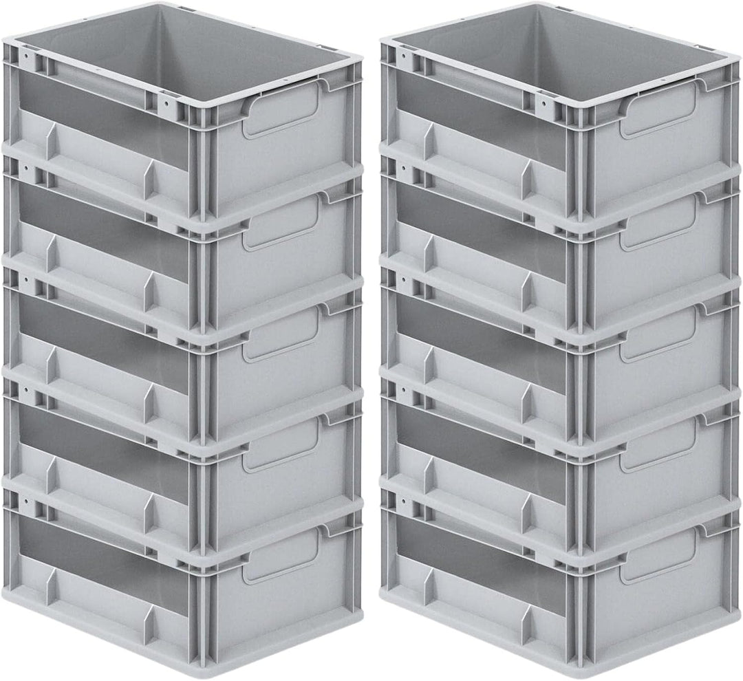 Mega Deal | 10x Proregal Eurobox NextGen Insight | Seite offen | HxBxT 17x30x40 cm | Grau HxBxT 17x3