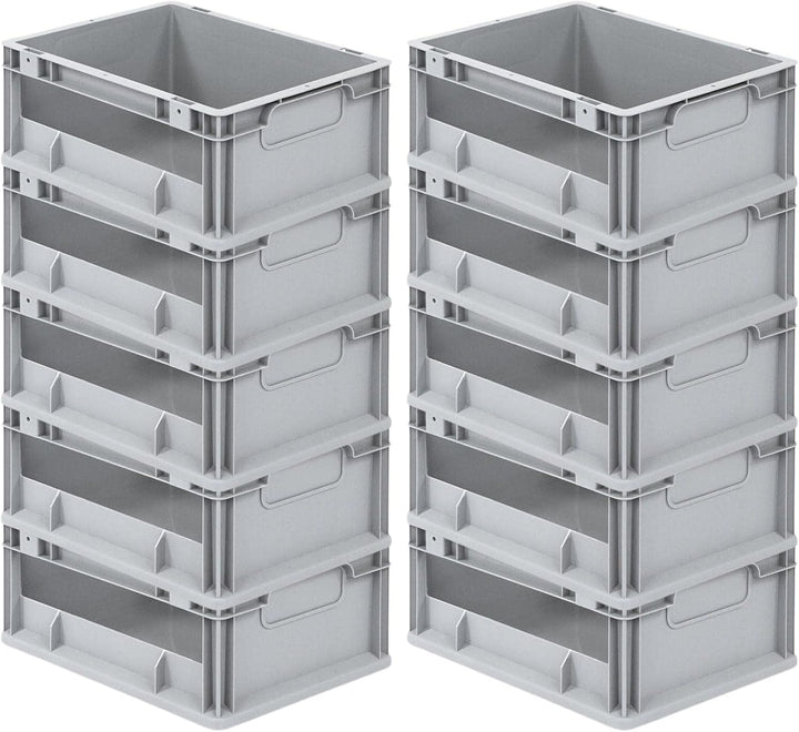 Mega Deal | 10x Proregal Eurobox NextGen Insight | Seite offen | HxBxT 17x30x40 cm | Grau HxBxT 17x3