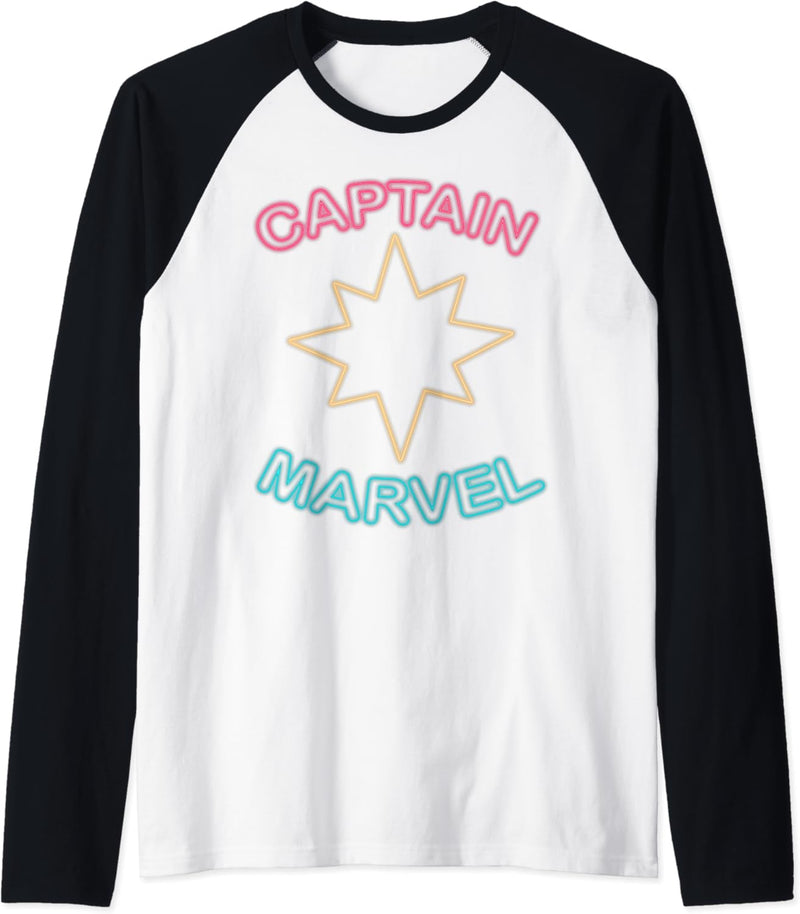 Marvel Captain Marvel Movie Neon Logo Raglan