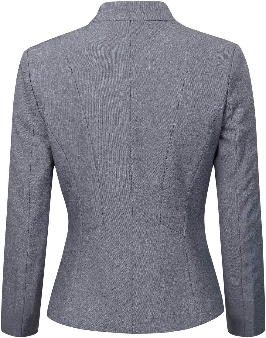 YYNUDA Damen Slim Fit Blazer Sommer Elegant Anzugjacke mit EIN Knopf Kurz für Office Business, XS He