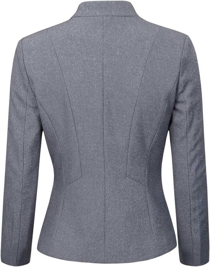 YYNUDA Damen Slim Fit Blazer Sommer Elegant Anzugjacke mit EIN Knopf Kurz für Office Business, XS He