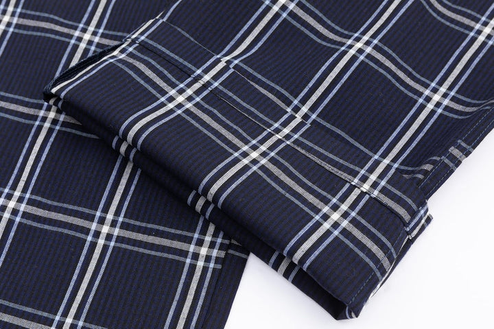 Jveyvth Herren 100% Baumwolle Pyjamahose, Gewebte kariert Schlafhose Loungewear Pyjama Hose mit Tasc