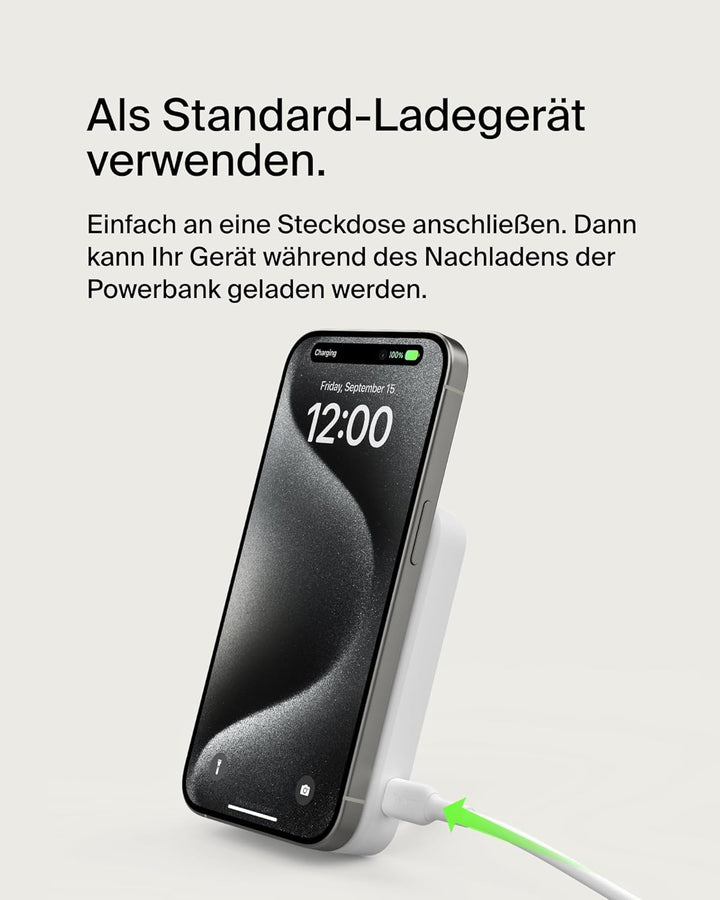 Belkin BoostCharge Pro Kabellose Powerbank 8.000 mAh mit Qi2, MagSafe-kompatibles tragbares Ladegerä