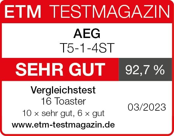 AEG T5-1-4ST Toaster Deli 5 / 7 Toasteinstellungen / Countdown-Timer / Stopp-, Auftau-, Aufwärmknopf