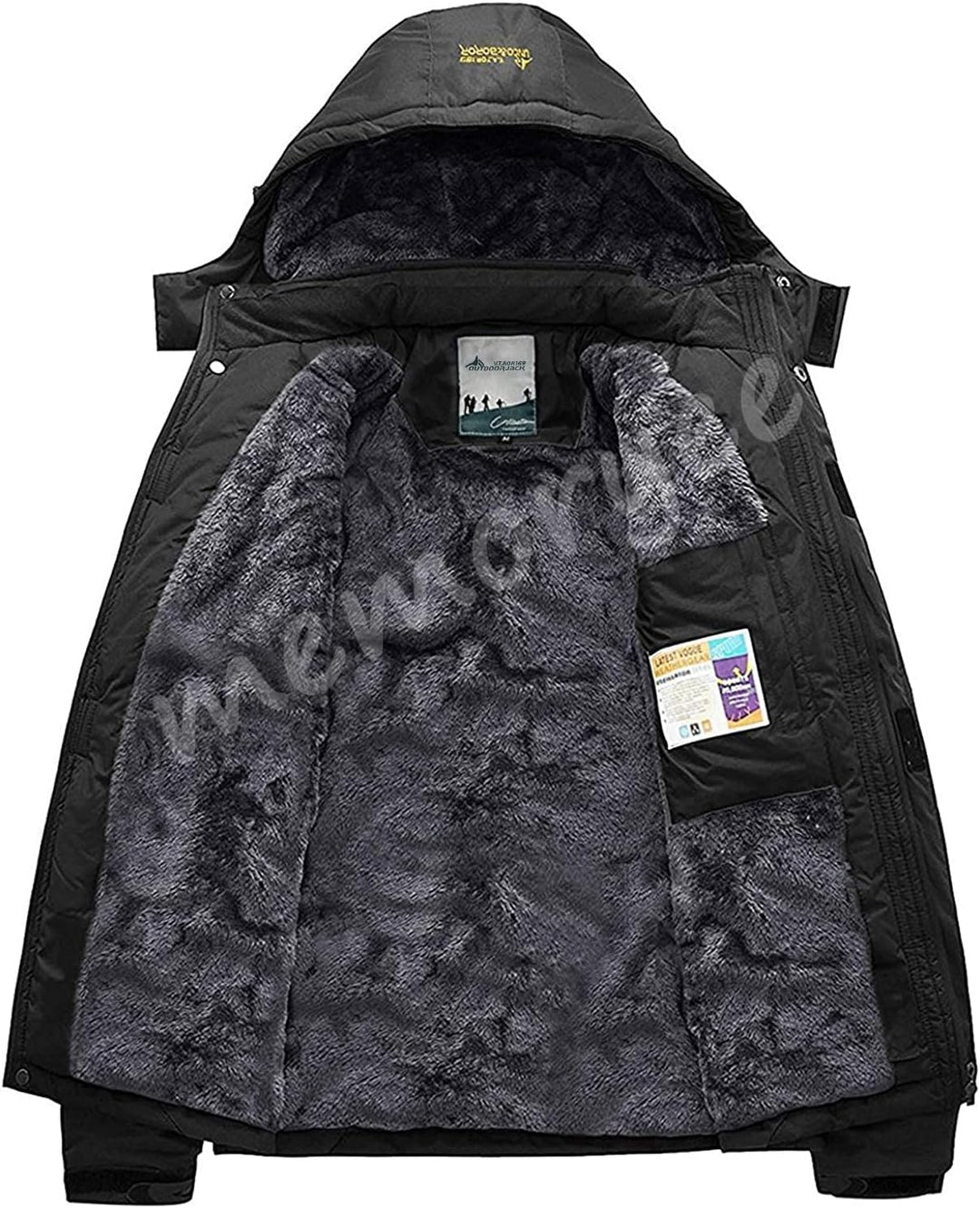 Memoryee Herren Ski Jacke Warmer Gefüttert Winter Fleece Mantel Wasserdichter mit Abnehmbarer Kapuze