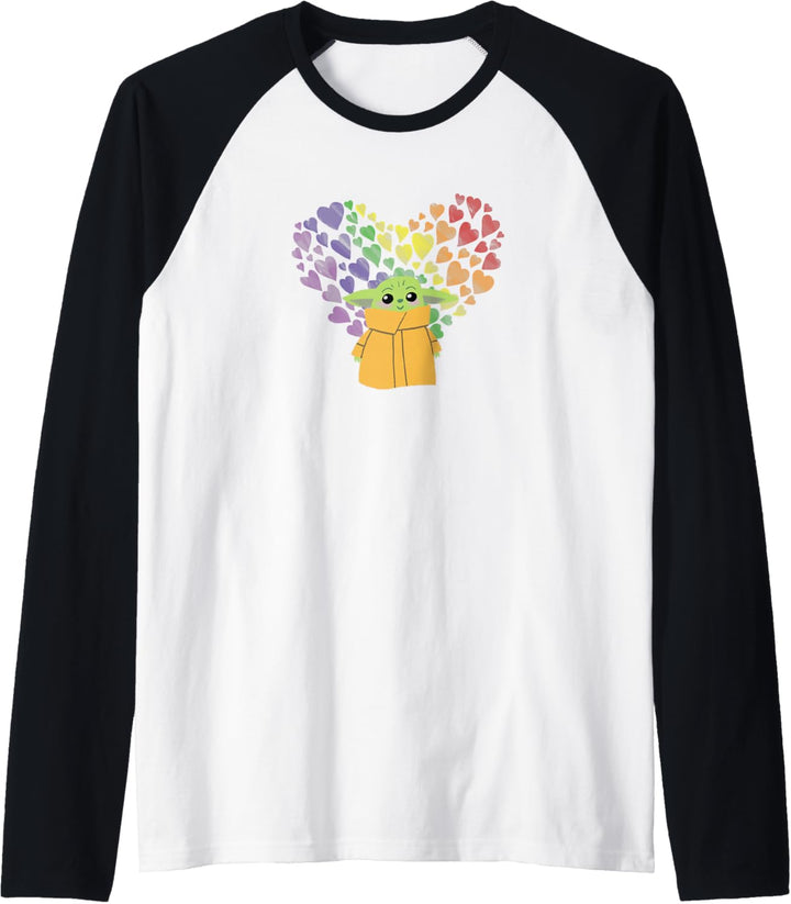 Star Wars The Mandalorian The Child Rainbow Hearts Raglan