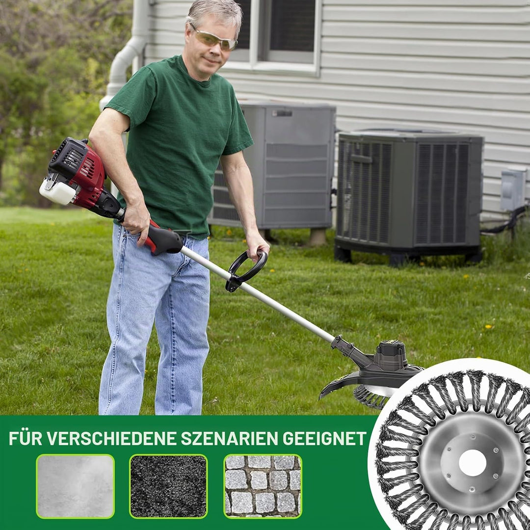 Professional Unkrautbürste Set - 2 Stücke für Rasentrimmer und Motorsense (6 Zoll + 10 Zoll) - Kegel