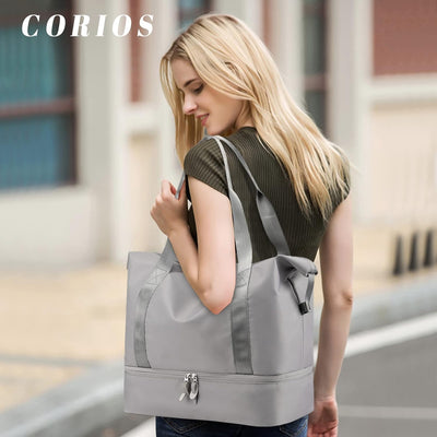 CORIOS Reisetaschen Duffle Bag für Damen/Herren Nylon Sporttasche Weekender Übernachtung Tasche Falt