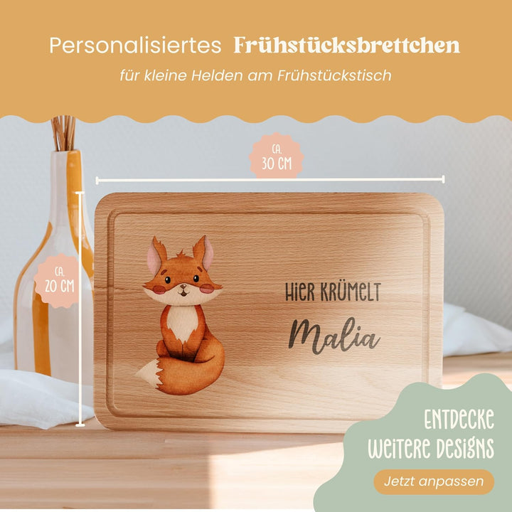 Lilletå ® Personalisiertes Holzbrett Tiergruppe - Individuelles Frühstücksbrettchen mit Hochwertigem
