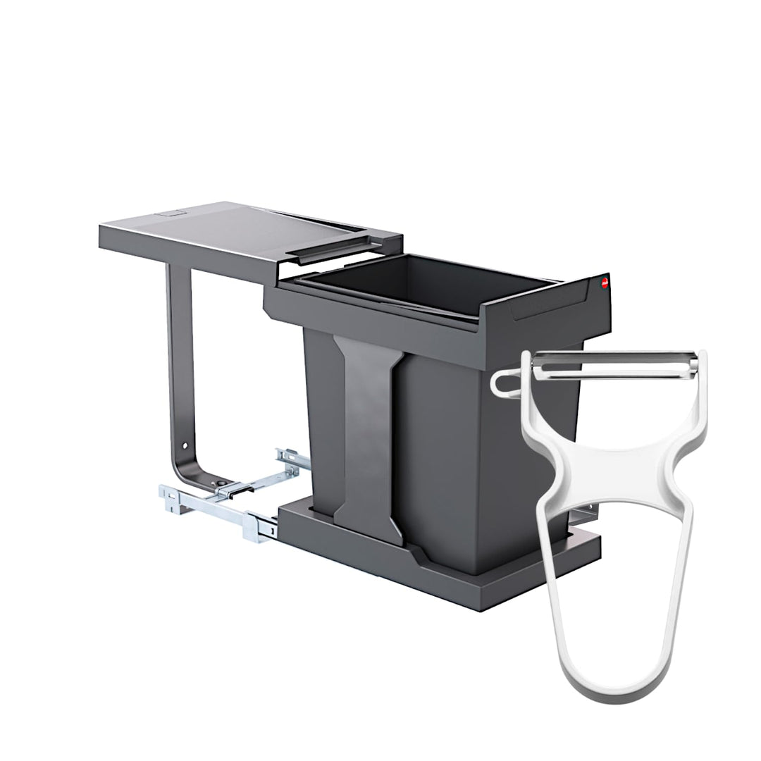 Hailo Abfallsammler 20L | Einbau-Mülleimer für Schrank ab 40 cm | Automatische Türanbindung mit Öffn