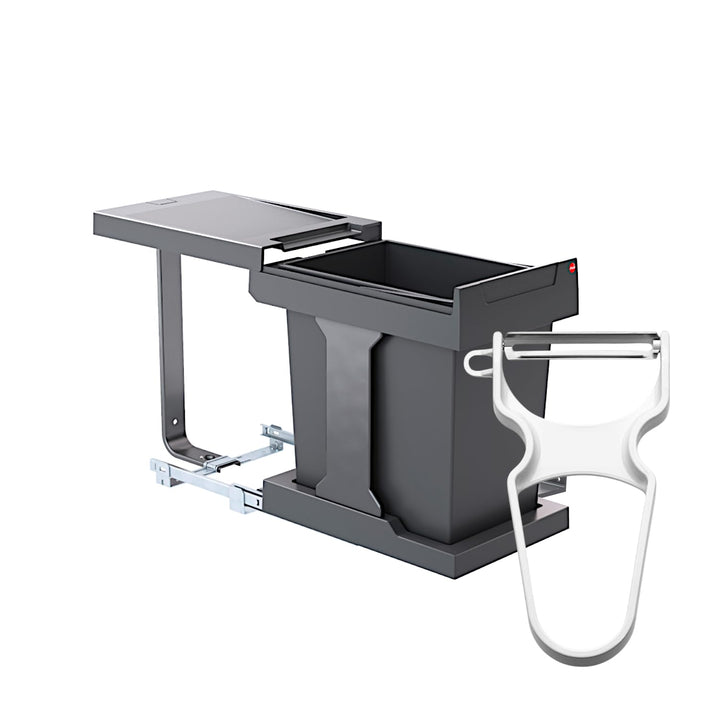 Hailo Abfallsammler 20L | Einbau-Mülleimer für Schrank ab 40 cm | Automatische Türanbindung mit Öffn