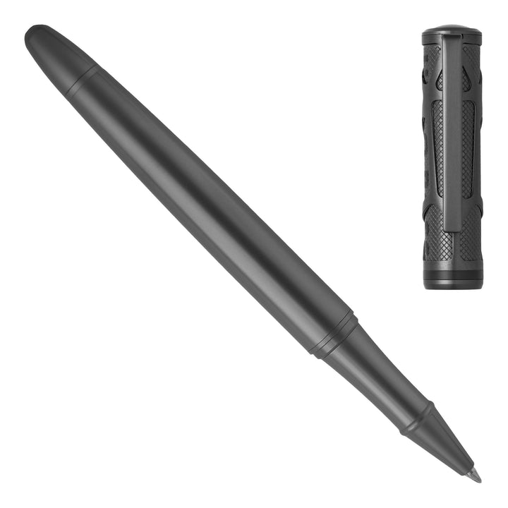 Hugo Boss Craft Tintenroller aus Messing in der Farbe Gun, Länge: 14,3cm, Tintenfarbe: Schwarz, HSS3