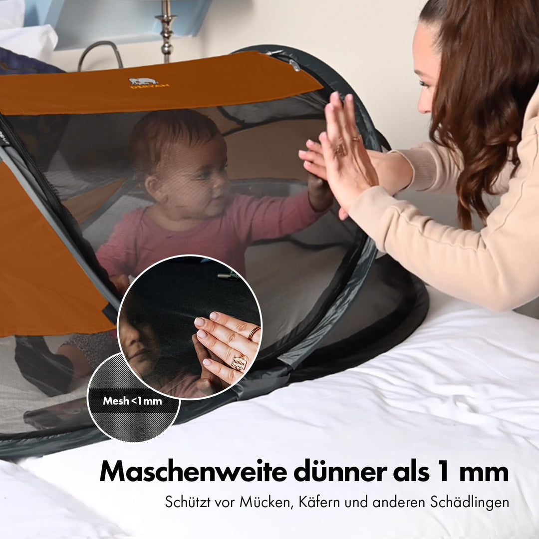 Deryan Baby & Kinder Reisebett mit Matratze - ab Geburt bis 2,5 Jahre, Pop Up Kleinkindbett Babyzelt