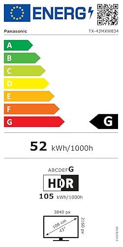 Panasonic TX-43MXW834, 43 Zoll 4K Ultra HD LED Smart 2023 TV, High Dynamic Range (HDR), Dolby Atmos