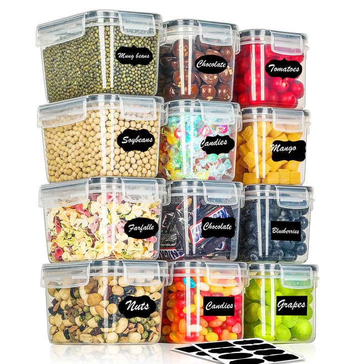 Withosent 0.8L Vorratsdosen Luftdicht Set, 12er Aufbewahrungsbox Küche mit Deckel Kunststoff, Vorrat