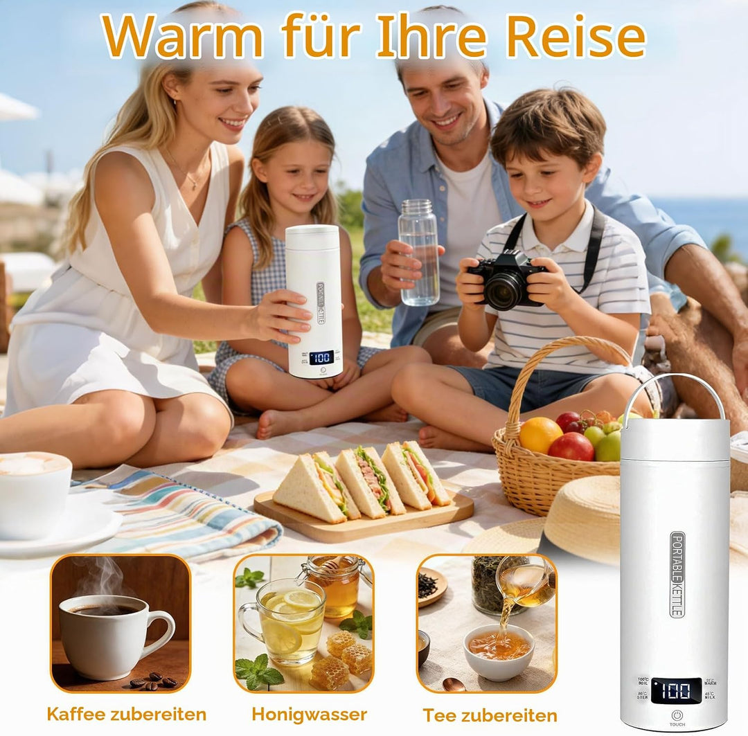 Herbst Reisewasserkocher Klein 500ML Tragbarer Reise Wasserkocher mit Temperatureinstellung Automati