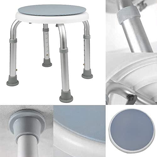 Duschhocker Duschstuhl 360°Drehbar Badehocker Höhenverstellbar, Alu und Kunststoff Badestuhl Duschsi