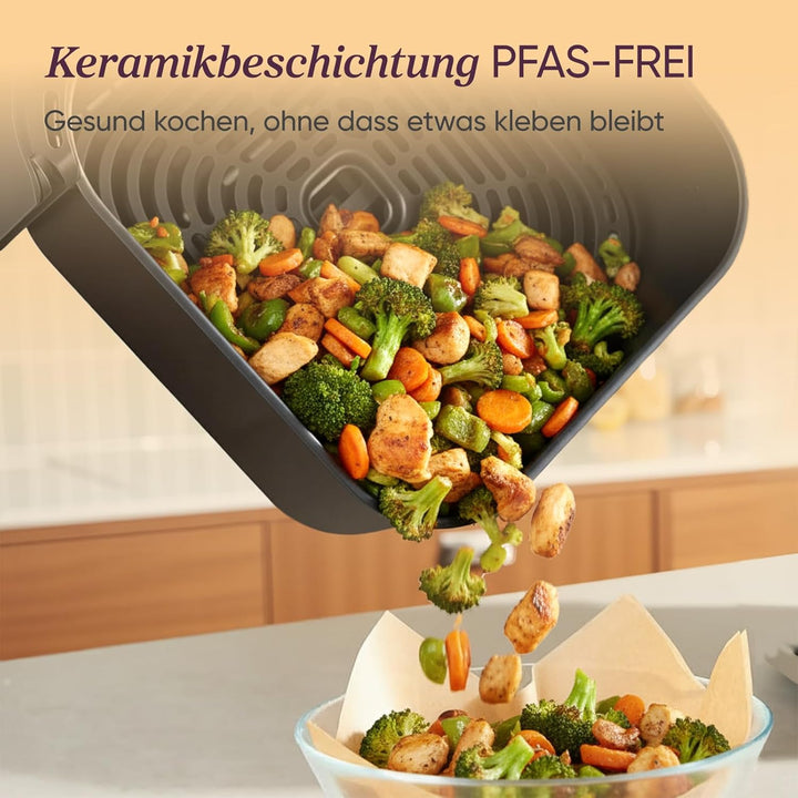 Cosori Turboblaze Airfryer mit Keramikbeschichtung, 9-in-1 Heissluftfritteuse, Backen, Grillen, Brat