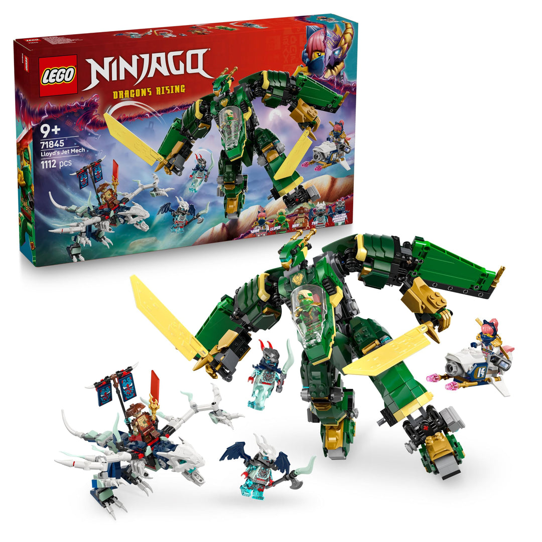 LEGO NINJAGO 2in1 Lloyds Jet-Mech - Spielzeug mit 5 Minifiguren, Drachen, Ausrüstung und fliegendem