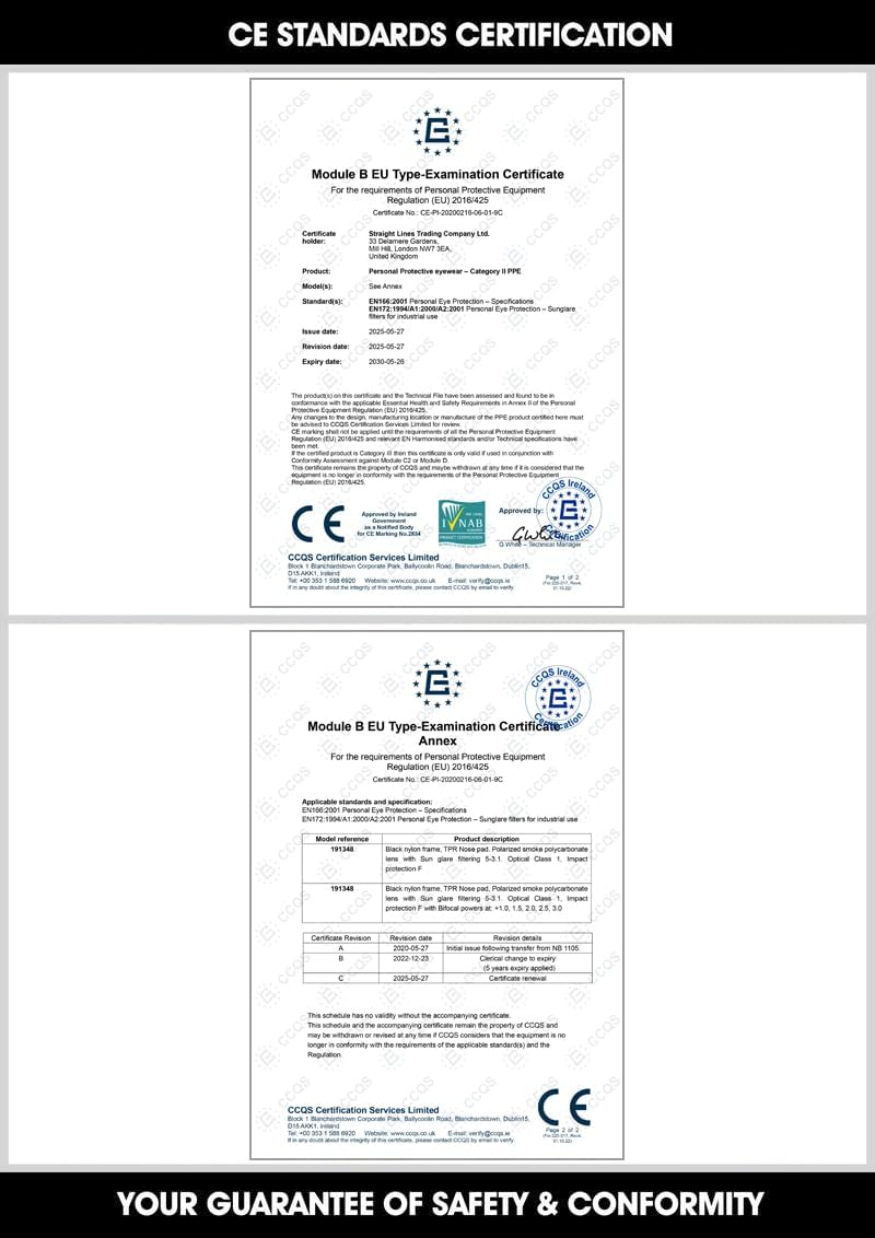 voltX ‘CONSTRUCTOR’ POLARISIERT Bifokale Lesen Schutzbrille, (+2.5 Dioptrie) EN166F zertifiziert/Spo
