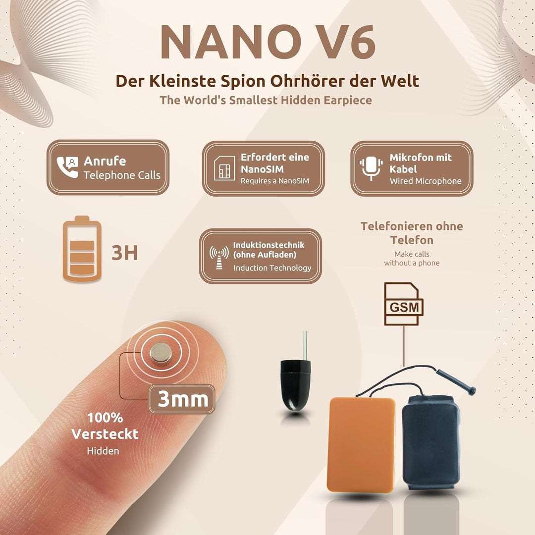 PingaOculto Spion Kopfhörer für Prüfung GSM Mini Unsichtbare für SIM-Karte mit Mikrofon - Ohrhörer K