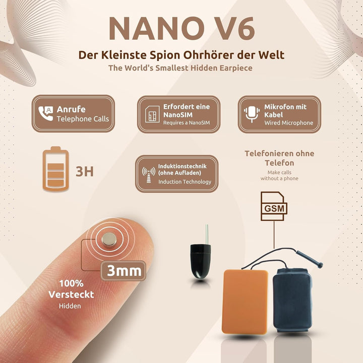 PingaOculto Spion Kopfhörer für Prüfung GSM Mini Unsichtbare für SIM-Karte mit Mikrofon - Ohrhörer K