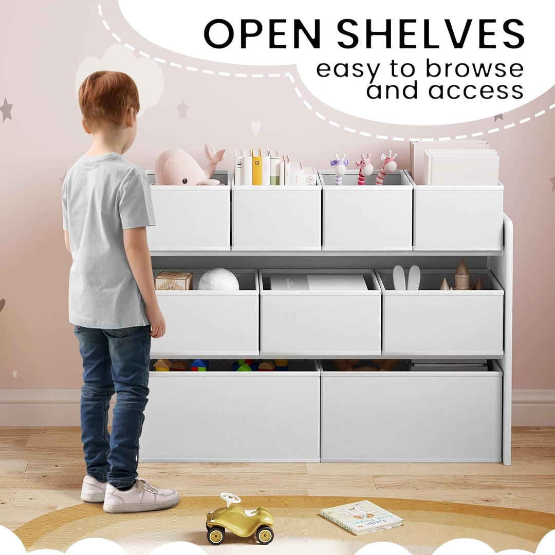 Lestarain Kinderregal mit 9 Aufbewahrungsboxen, Spielzeugregal, Regal Kinderzimmer Spielzimmer, Kind
