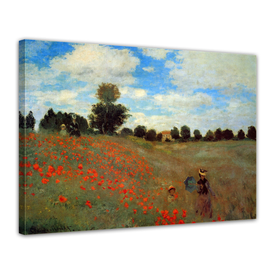 Bilderdepot24 Bild auf Leinwand | Claude Monet Mohnfeld bei Argenteuil in 70x50 cm als Wandbild | Wa