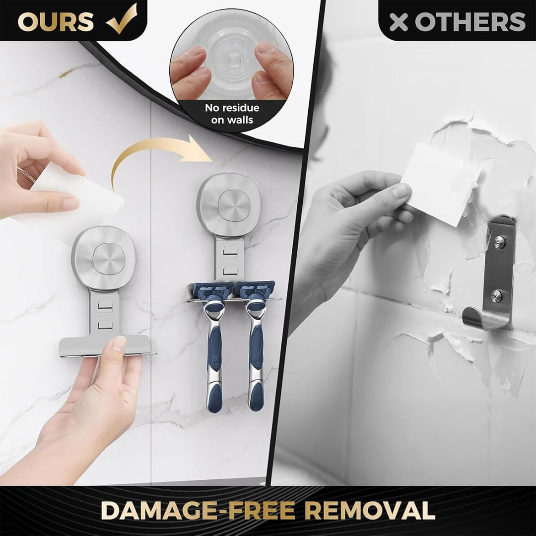 2er-Pack Rasiererhalter mit Saugnapf für die Duschwand, Hochleistungs-Saughaken für Rasierer, Handtu