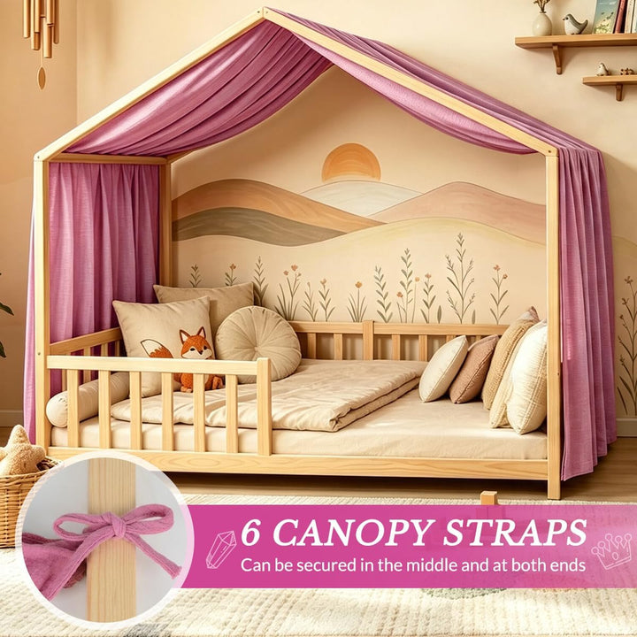 Hausbett Himmel für Kinder, 100% Baumwolle mit Bindegurt und Geschenkbox Rosa H320 x B135 cm (1er Pa