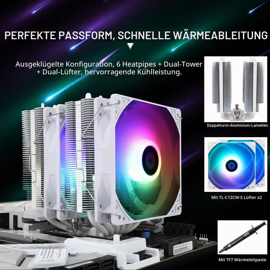 Thermalright Peerless Assassin 120 SE ARGB CPU-Luftkühler, 6 Heatpipes, Dual 120 mm TL-C12CW-S Lüfte