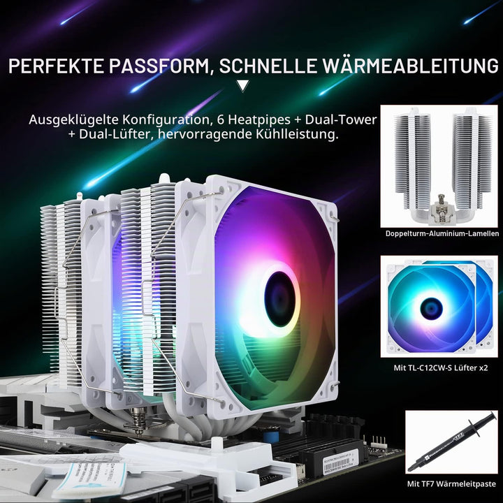 Thermalright Peerless Assassin 120 SE ARGB CPU-Luftkühler, 6 Heatpipes, Dual 120 mm TL-C12CW-S Lüfte