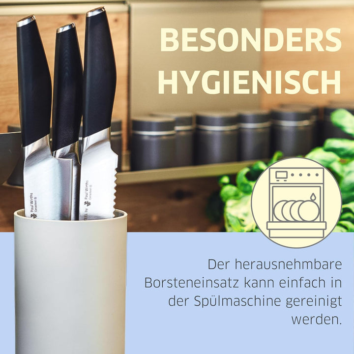 Kuppels ALL4ONE Universal Messerblock ohne Messer, Rund, Grau, Mit herausnehmbaren Borsten, 22 cm gr