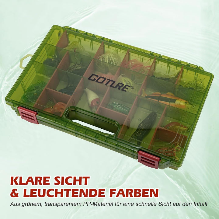 Goture Verdickte Köderbox Angeln 3700 - Transparente Angelbox mit Messlineal, Verstellbaren Trennwän