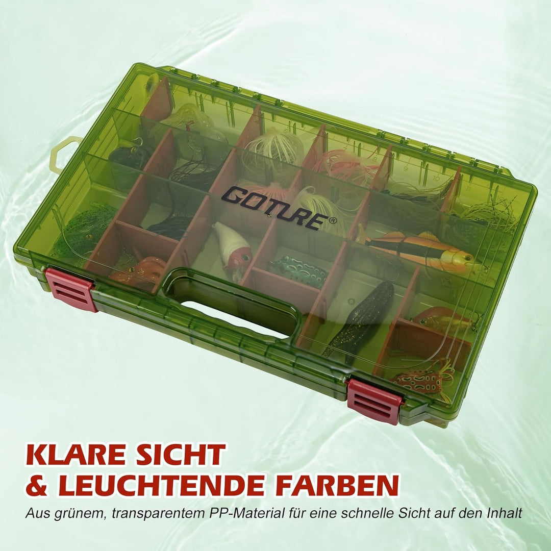 Goture Verdickte Köderbox Angeln 3700 - Transparente Angelbox mit Messlineal, Verstellbaren Trennwän