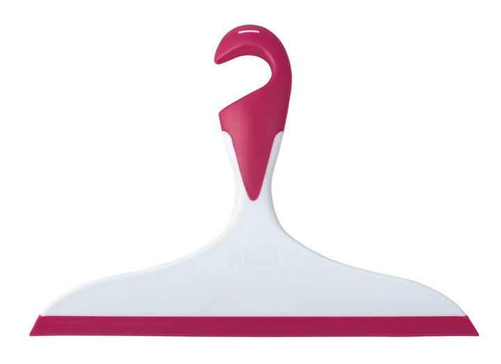 WENKO Badezimmerwischer Loano Pink - Duschabzieher, mit Haken, Kunststoff (TPR), 23 x 17 x 2.5 cm, P