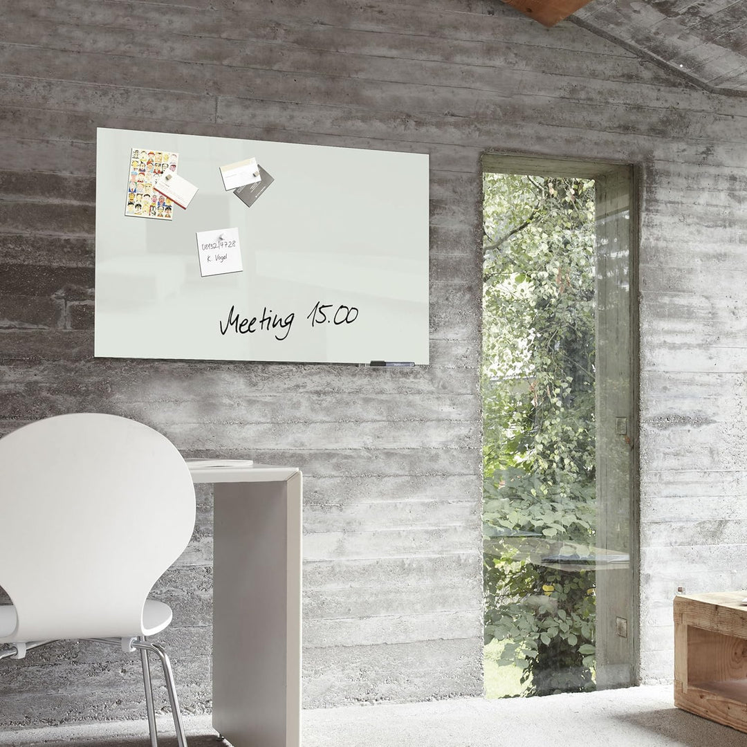 SIGEL GL121 Premium Glas-Magnettafel 60 x 40 cm super-weiss hochglänzend, TÜV geprüft, einfache Mont