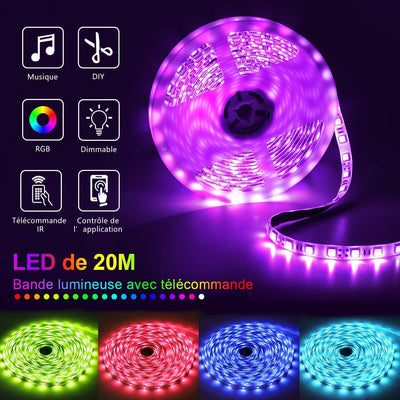 LED Strip 20M (2x10m),Bluetooth LED Streifen 20m RGB LED Lichterkette Streifen Licht mit Fernbedienu