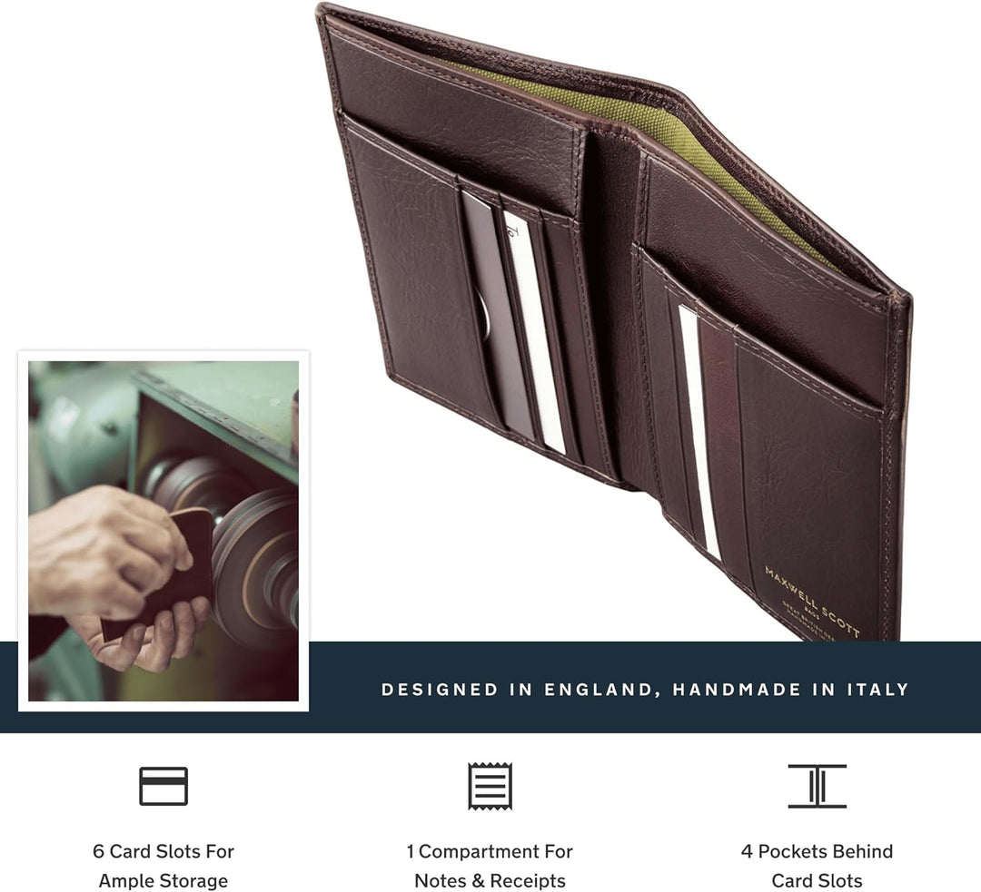 Maxwell Scott Hochwertige Herren Leder Brieftasche Salerno in Dunkelbraun, Dunkelbraun