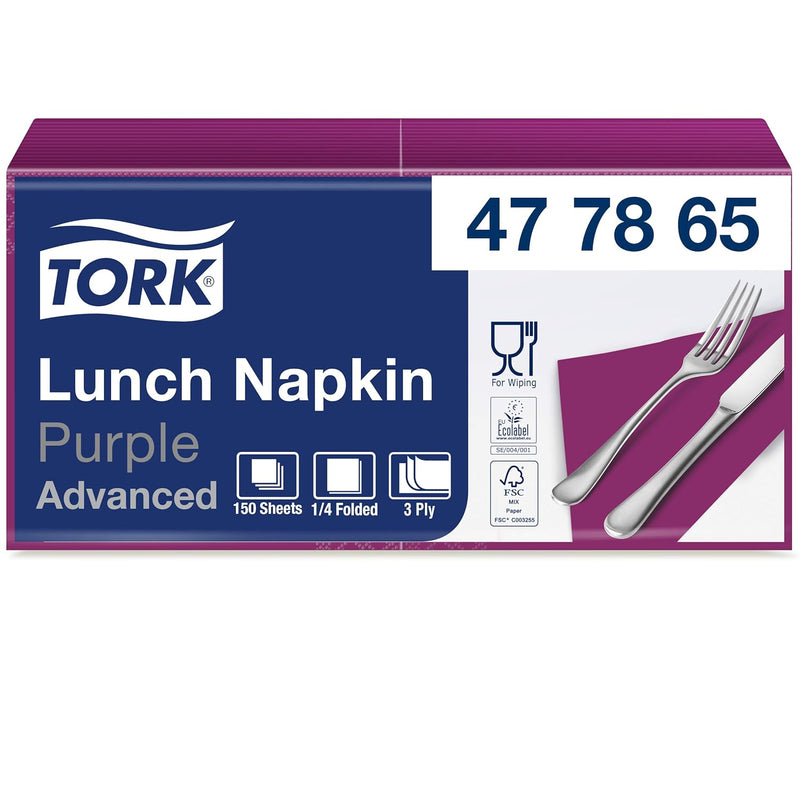 Tork 477865 Soft Lunch Servietten Violett / 3lagige, saugfähige Papierservietten / Vielfältig verwen