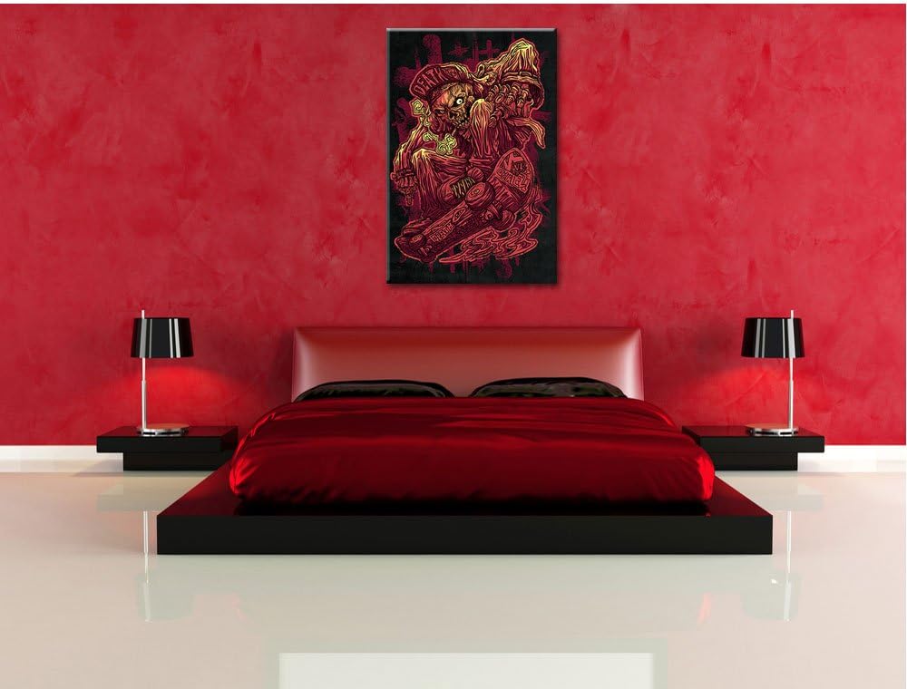 Pixxprint Deadly Skate Black Bild auf Leinwand, XXL riesige Bilder fertig gerahmt mit Keilrahmen, Ku