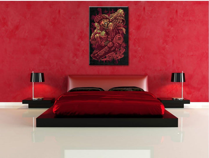 Pixxprint Deadly Skate Black Bild auf Leinwand, XXL riesige Bilder fertig gerahmt mit Keilrahmen, Ku