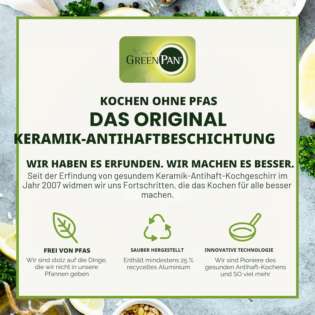 GreenPan Mini Hart eloxierte, Gesundheitsfördernde Keramische Antihaft-Edelstahlpfanne 14 cm rund, P