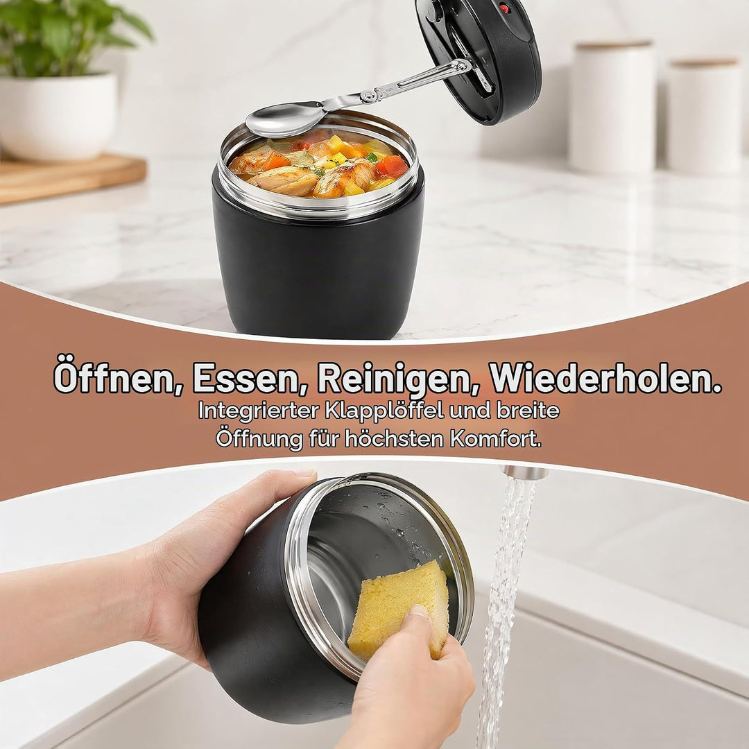 Thermobehälter für Essen 1200ml Warmhaltebehälter Essen to go mit Tasche &amp; Löffel Thermo Speisebehäl