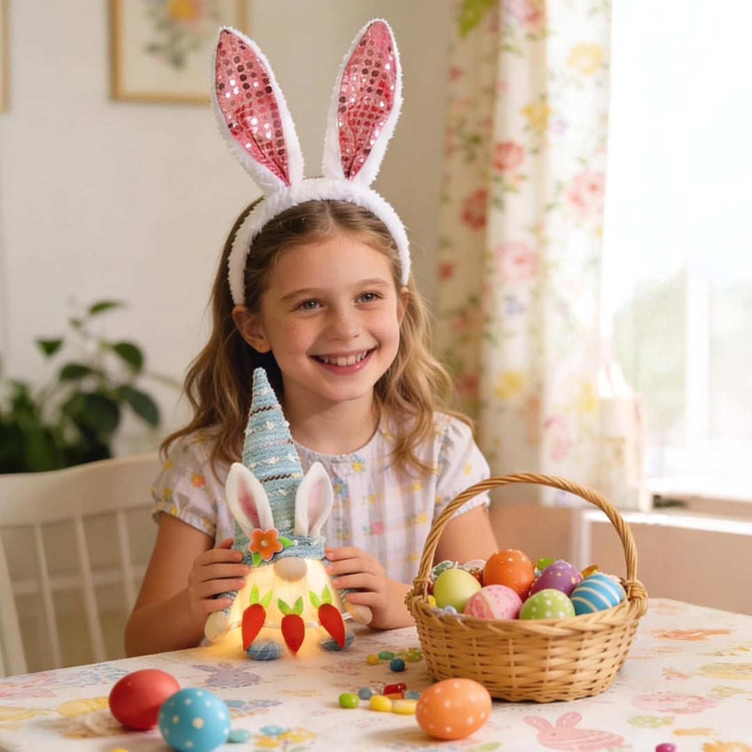 Osterdeko Wichtel, 2 Stück Ostern Deko Wichtel Figuren mit LED Licht, 26 cm Gross Osterwichtel Puppe