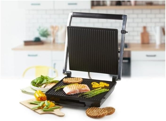 DOMO DO9135G Kontaktgrill - Edelstahl - Ideal zum Grillen von Paninis, Toasts, Fleisch, Fisch und Ge